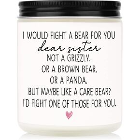 Sister Gifts, Funny Sister Gifts from Sister Brother, Gifts for Sister, Sister Birthday Gifts, 7oz Soy Wax Lavender Scented Sister Candle