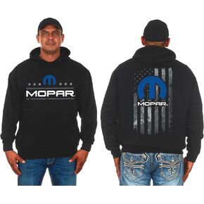 JH DESIGN GROUP Men's Mopar Pullover Hoodie American Flag 2 Sided Sweatshirt