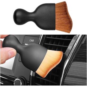 Car Interior Detailing Brush, Soft Bristle Vehicle Cleaning Tool, Scratch Free Auto Dust Removal Cleaner Brush for Dashboard Air Conditioner Vents, Universal for SUV, Truck, RV (White/Red)