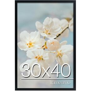 Frame Amo 13x39 Black Modern Poster Frame, 1.25 inch Wide and 1 inch Deep Border, Acrylic Front