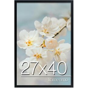 إطار ملصق حديث أسود مقاس 13 × 39 من إطار Amo، بعرض 1.25 بوصة وحدود عميقة مقاس 1 بوصة، واجهة من الأكريليك
