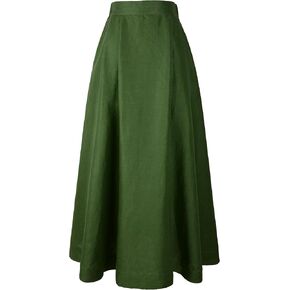 Women's Linen Maxi Skirt Elastic Waist Midi Length