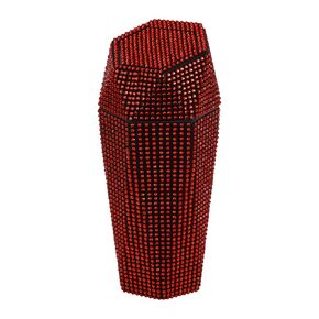 ACROPIX Car Trash Can Trash Bin Rhinestones Portable 3.5" Length 3.1" Width 7.9" Height Red Rhinestone Plastic