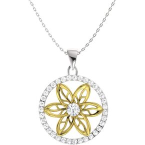 Diamondere Natural and Certified Diamond Floral Necklace in 14k Gold | 0.23 Carat Pendant with Chain