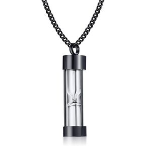 VNOX Memorial Jewellery Stainless Steel Glass Hourglass Shapes Urn Cremation Pendant Necklace,Gold Plated