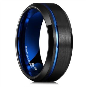 King Will 8mm Tungsten Wedding Rings for Men Gunmetal and Black Plated Brushed Men's Wedding Band Gifts for Him Size 7-14 Comfort Fit