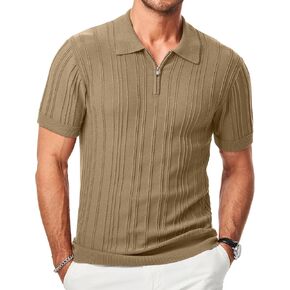 تي شيرت بولو رجالي كاجوال من JMIERR بأكمام قصيرة وملاءمة كلاسيكية وقمصان جولف مع سحاب in Kuwait