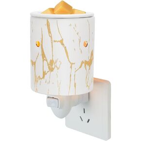 Pluggable Wax Melt Warmer for Scented Wax,Ceramic Plug in Wax Warmer,Electric Cube Melter for Scents and Fragrance,Candle Melter Plug in Wall for Home, Office and Spa（Black Gold）