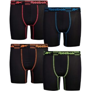 Reebok Boys Underwear - Performance Boxer Briefs (4 Pack), Size 12-14, All Black