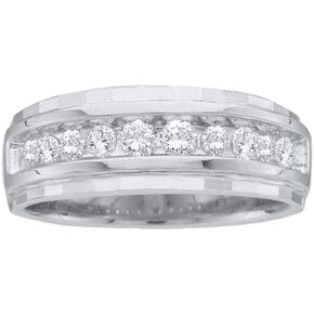 Sonia Jewels 10K White Gold Round Diamond Mens Wedding Band Ring - Channel Setting (1/2 cttw.)