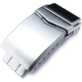 MiLTAT 20mm V-Clasp Double Button Lock Diver Clasp, Brushed 316L Stainless Steel