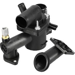 No.AJ89485 Engine Coolant Thermostat Housing Assembly for Jaguar XJ8 2004-2005 / Inner Water Pump Thermostat/Durable Plastic / 1Pcs Black