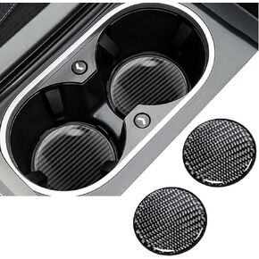 2PCS Cup Holder Coasters Compatible with Tesla Model Y 3 X S Semi Cybertruck Accessories Real Carbon Fiber Insert Coaster Center Console Pads Mats Decorations Interior Decor (Red)