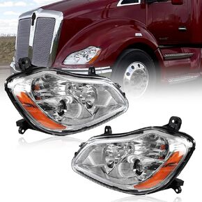 Headlights Assembly Compatible with Kenworth T680 2013 2014 2015 2016 2017 2018 2019 2020 2021 Projector Headlamps (Left& Right)