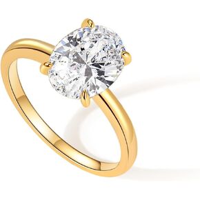 خواتم الخطبة للنساء 14K مطلية بالذهب البيضاوي خاتم زركونيا مكعب لذيذ الذهب وعد خاتم الزفاف الفرقة خواتم للنساء مجوهرات الذهب العصرية in Kuwait