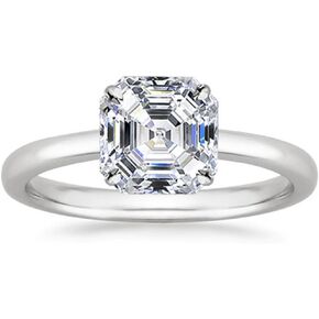 14K White Gold 3 Carat Lab Grown Solitaire Asscher Cut IGI CERTIFIED Diamond Engagement Ring (3 Ct,D-E Color VS1-VS2 Clarity)