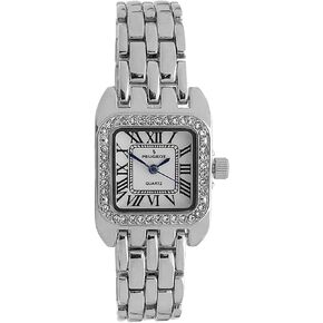 Peugeot Women's Tank Shape Watch with Panther Link Bracelet, Dress Watch with Crystal Bezel and Roman Numeral Dial
