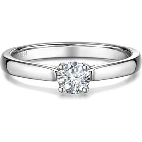 AGVANA 0.3 Carat - 1 Carat Lab Grown Diamond 4 Prong Solitaire Ring in Sterling Silver Engagement Anniversary Wedding Ring for Women (D-E Color, VS Clarity)