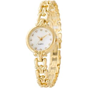 ADSBIAOYE Women Gold Bracelet Wrist watchs Minimalist Diamond watchs Stainless Steel Quartz Waterproof watchs (01 Gold)