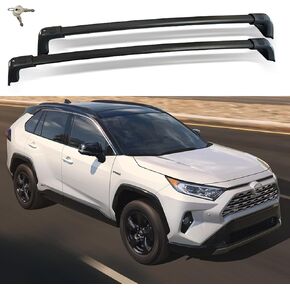 Roof Rack Cross Bar Compatible with Toyota Rav4 2019-2024 Heavy Duty Aluminum Cargo Bars with Lock for Bicycle Car Racks Luggage Snowboard