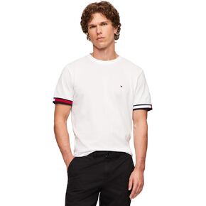 Tommy Hilfiger Men's Short Sleeve Breathable Cotton T-Shirts with Cuff Design