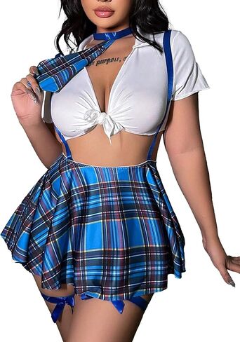 SOFIA'S CHOICE Sexy School Girl Outfit for Women Roleplay Lingerie Set with Top and Mini Skirt in Saudi Arabia