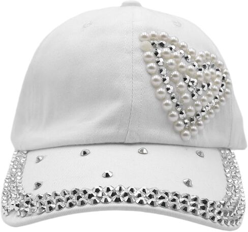 Women Girls Glitter Heartshaped Rhinestone Brim Baseball Cap Bling Hats Shiny Ponycap Trucker Hat Outdoors Sun Cap in Saudi Arabia