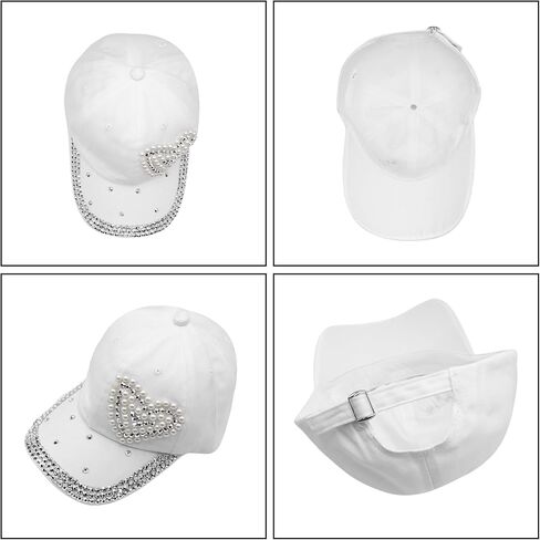 Women Girls Glitter Heartshaped Rhinestone Brim Baseball Cap Bling Hats Shiny Ponycap Trucker Hat Outdoors Sun Cap in Saudi Arabia