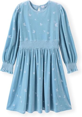 PATPAT Girl's Long Sleeve Dress Velvet Fall Midi Round Neck Party Dresses for Kids 4-13Y in Saudi Arabia