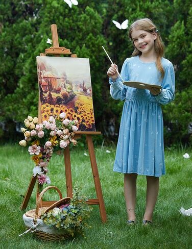 PATPAT Girl's Long Sleeve Dress Velvet Fall Midi Round Neck Party Dresses for Kids 4-13Y in Saudi Arabia
