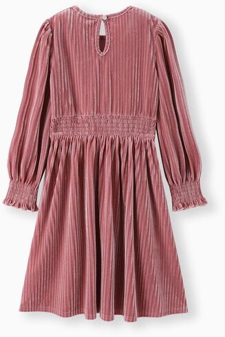 PATPAT Girl's Long Sleeve Dress Velvet Fall Midi Round Neck Party Dresses for Kids 4-13Y in Saudi Arabia