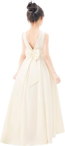 ekidsbridal V-Back Satin A-Line Flower Girl Dress for Pretty Princess Beauty Pageants 327 in Saudi Arabia