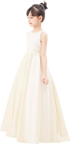 ekidsbridal V-Back Satin A-Line Flower Girl Dress for Pretty Princess Beauty Pageants 327 in Saudi Arabia