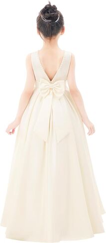 ekidsbridal V-Back Satin A-Line Flower Girl Dress for Pretty Princess Beauty Pageants 327 in Saudi Arabia
