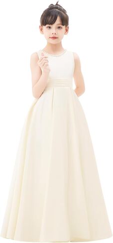 ekidsbridal V-Back Satin A-Line Flower Girl Dress for Pretty Princess Beauty Pageants 327 in Saudi Arabia