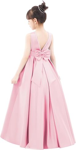 ekidsbridal V-Back Satin A-Line Flower Girl Dress for Pretty Princess Beauty Pageants 327 in Saudi Arabia