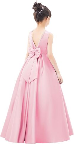 ekidsbridal V-Back Satin A-Line Flower Girl Dress for Pretty Princess Beauty Pageants 327 in Saudi Arabia