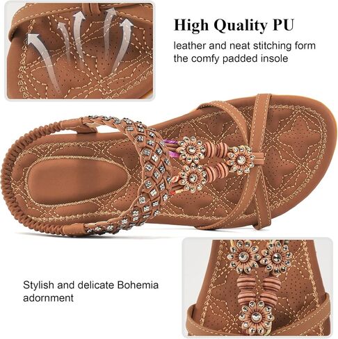 Alicegana Sandals for Women 2026 Dressy - Comfort Bohemian Summer Flats Ankle Elastic Strap Casual Walking Beach Shoes in Saudi Arabia