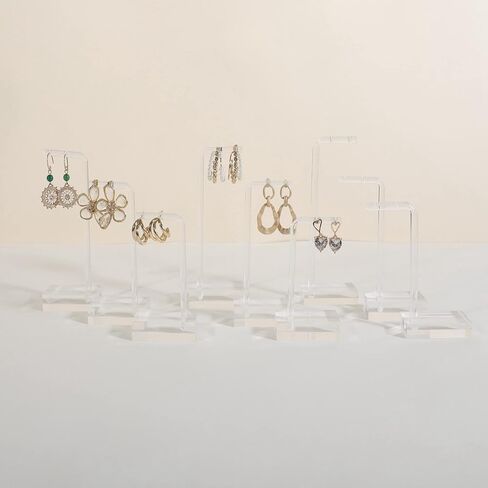 GemeShou 9pcs transparent earring T stand jewelry display for show, acrylic earring hanger for women, small clear earring holder for selling, jewelry Photography props【9pcs earring stand-L shape】 in Saudi Arabia
