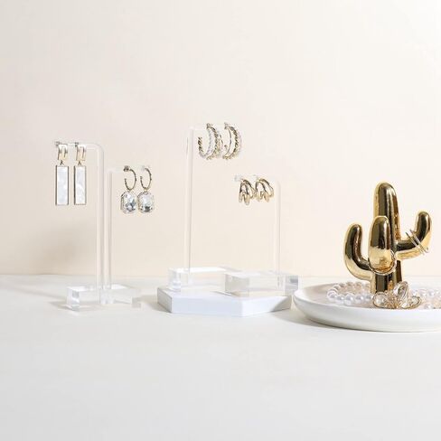 GemeShou 9pcs transparent earring T stand jewelry display for show, acrylic earring hanger for women, small clear earring holder for selling, jewelry Photography props【9pcs earring stand-L shape】 in Saudi Arabia