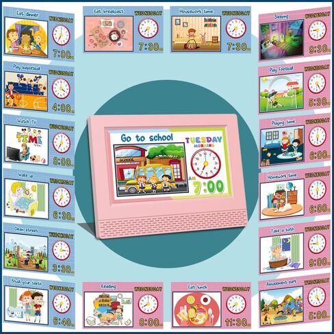 ساعة منبه رقمية ملونة للأطفال، شاشة LED كبيرة مقاس 7 بوصات، مدرب نوم للأطفال، ساعة رقمية للعناية بالعين للفتيات والأولاد بجانب السرير، 17 إعدادًا لساعة المنبه سهلة الاستخدام هدية عيد ميلاد للأطفال in Kuwait