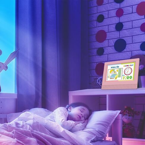 ساعة منبه رقمية ملونة للأطفال، شاشة LED كبيرة مقاس 7 بوصات، مدرب نوم للأطفال، ساعة رقمية للعناية بالعين للفتيات والأولاد بجانب السرير، 17 إعدادًا لساعة المنبه سهلة الاستخدام هدية عيد ميلاد للأطفال in Kuwait