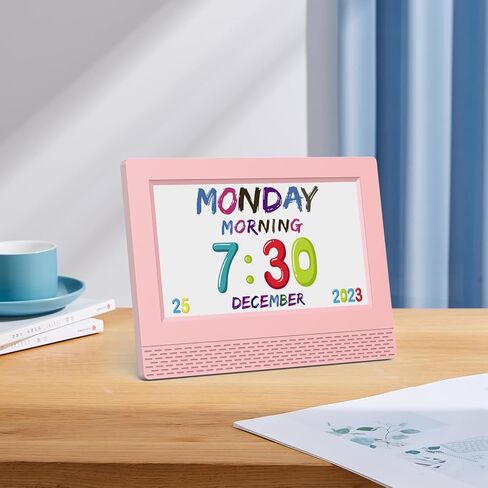 ساعة منبه رقمية ملونة للأطفال، شاشة LED كبيرة مقاس 7 بوصات، مدرب نوم للأطفال، ساعة رقمية للعناية بالعين للفتيات والأولاد بجانب السرير، 17 إعدادًا لساعة المنبه سهلة الاستخدام هدية عيد ميلاد للأطفال in Kuwait