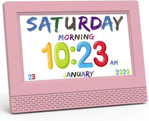 ساعة منبه رقمية ملونة للأطفال، شاشة LED كبيرة مقاس 7 بوصات، مدرب نوم للأطفال، ساعة رقمية للعناية بالعين للفتيات والأولاد بجانب السرير، 17 إعدادًا لساعة المنبه سهلة الاستخدام هدية عيد ميلاد للأطفال in Kuwait