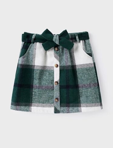 PATPAT Girl Skirt Set Fall Dresses for Girls Ruffle Trim Long Sleeve Sweater Top and Plaid Skirt Outfit 5-14 Years in Saudi Arabia