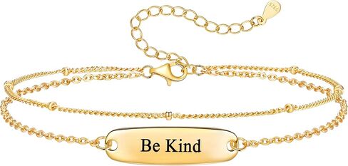 ZOEXUE 925 Sterling Silver Be Kind of A Bith Bracelet - 14k Gold/Silver Filled Layered Beaded Hidden Message Bracelets Be Kind Of A Bich Motivational Inspirational Gifts for Women Friend Sister in Saudi Arabia