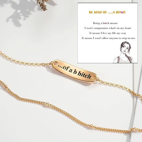 ZOEXUE 925 Sterling Silver Be Kind of A Bith Bracelet - 14k Gold/Silver Filled Layered Beaded Hidden Message Bracelets Be Kind Of A Bich Motivational Inspirational Gifts for Women Friend Sister in Saudi Arabia