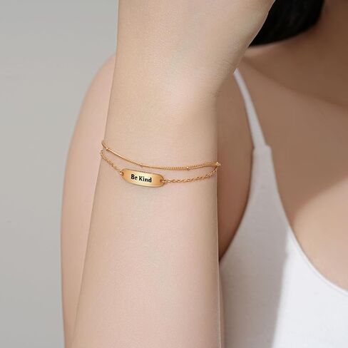ZOEXUE 925 Sterling Silver Be Kind of A Bith Bracelet - 14k Gold/Silver Filled Layered Beaded Hidden Message Bracelets Be Kind Of A Bich Motivational Inspirational Gifts for Women Friend Sister in Saudi Arabia