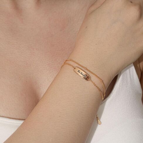 ZOEXUE 925 Sterling Silver Be Kind of A Bith Bracelet - 14k Gold/Silver Filled Layered Beaded Hidden Message Bracelets Be Kind Of A Bich Motivational Inspirational Gifts for Women Friend Sister in Saudi Arabia