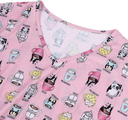 American Trends Womens Pajama Sets Two Piece Sleep Shirt Short Sleeve Cartoon Print Pj Set Tops with Capri Pants Sleepwear in Saudi Arabia